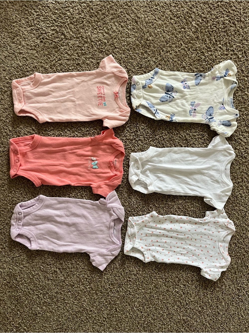 6-Pack Carter’s Baby Girl Short-Sleeve Onesies - Newborn